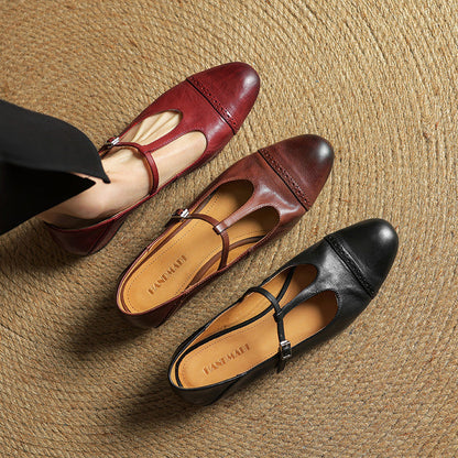 Classic genuine leather ballet flats for women | Graneth -19