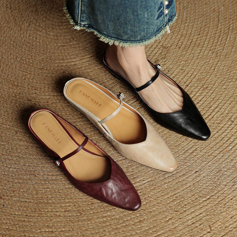 Elegant genuine leather mules for women | Orella -23