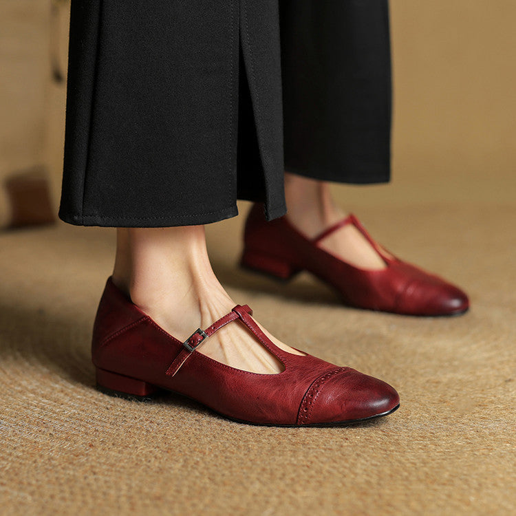 Classic genuine leather ballet flats for women | Graneth -2
