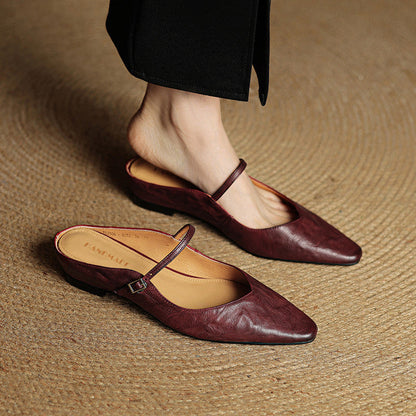 Elegant genuine leather mules for women | Orella -8
