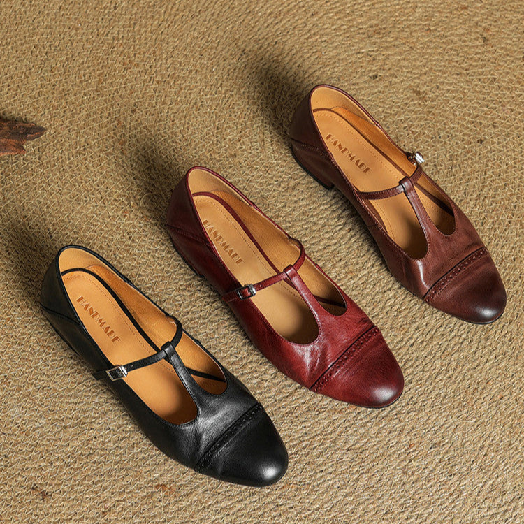 Classic genuine leather ballet flats for women | Graneth -28