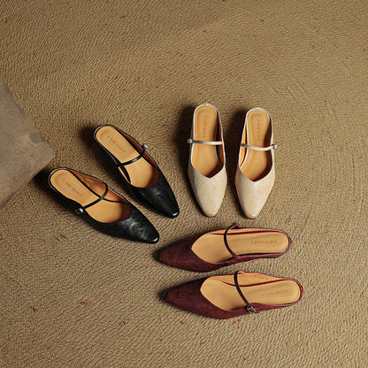 Elegant genuine leather mules for women | Orella -24