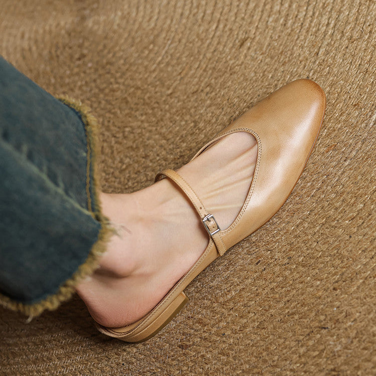 Classic genuine leather heeled mules for women | Merisa -14
