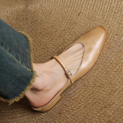 Classic genuine leather heeled mules for women | Merisa -14