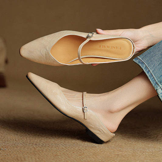 Elegant genuine leather mules for women | Orella -1
