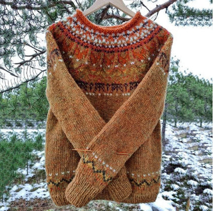 Vintage Icelandic knit relaxed jumper for women -8
