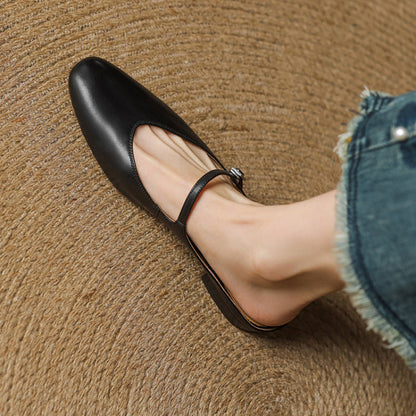 Classic genuine leather heeled mules for women | Merisa -23