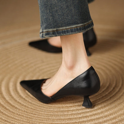 Refined genuine leather stiletto heels for women | Carlen -25