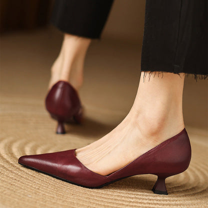 Refined genuine leather stiletto heels for women | Carlen -3