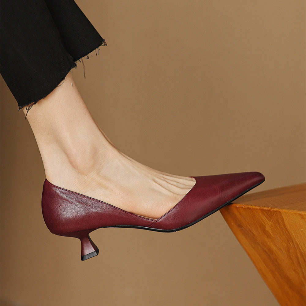 Refined genuine leather stiletto heels for women | Carlen -4