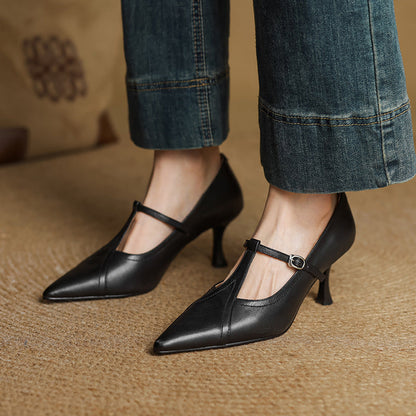 Elegant genuine leather heels for women | Lorena -9