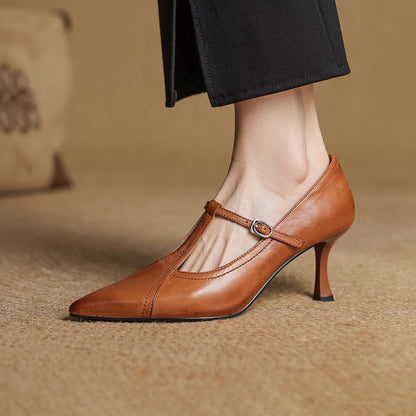 Elegant genuine leather heels for women | Lorena -2