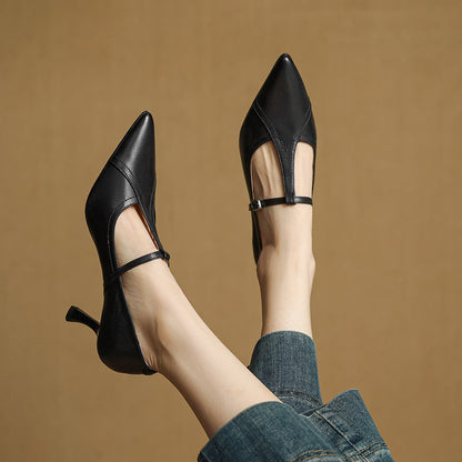 Elegant genuine leather heels for women | Lorena -8