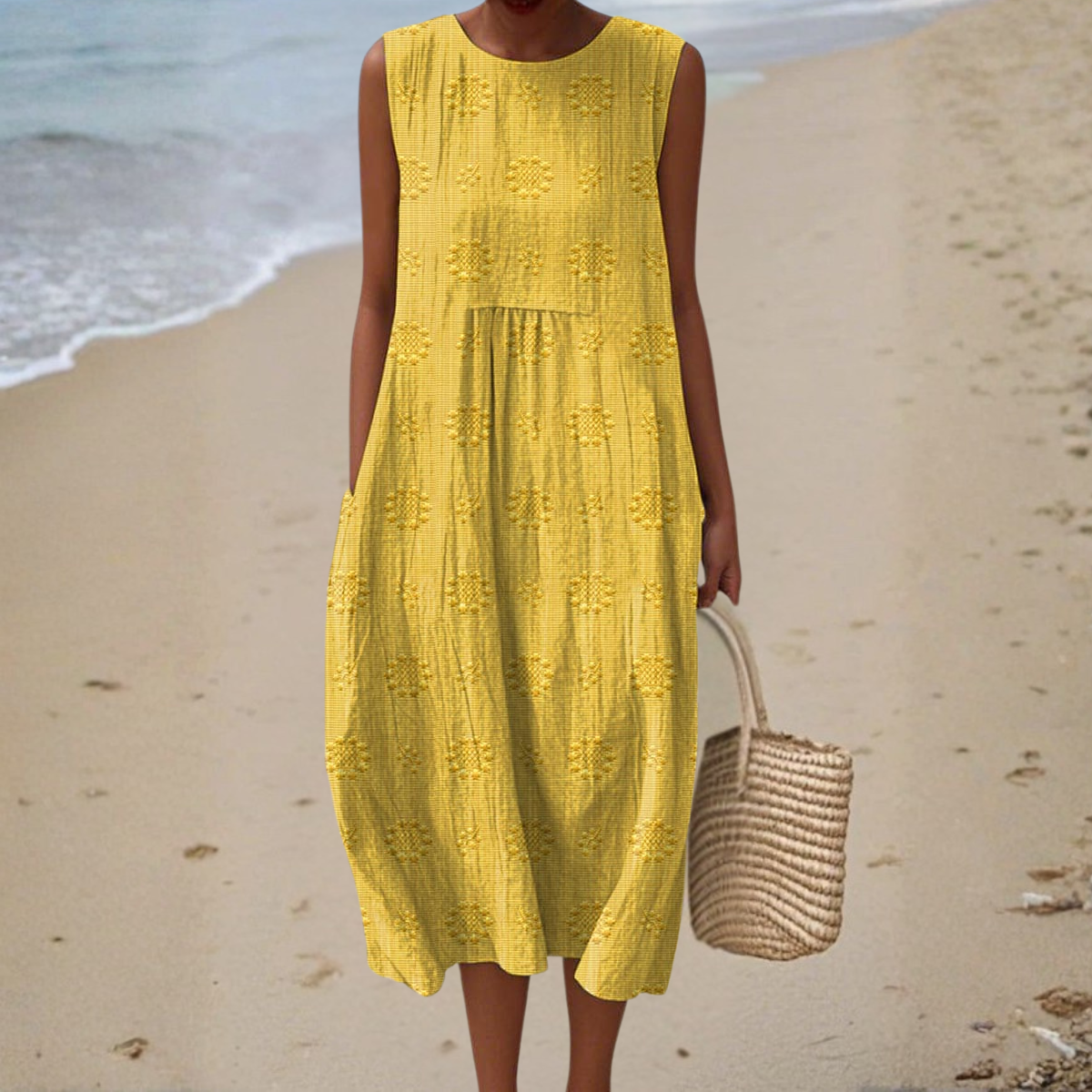 Wrapped Sleeveless dress with side pockets for women | Camillea