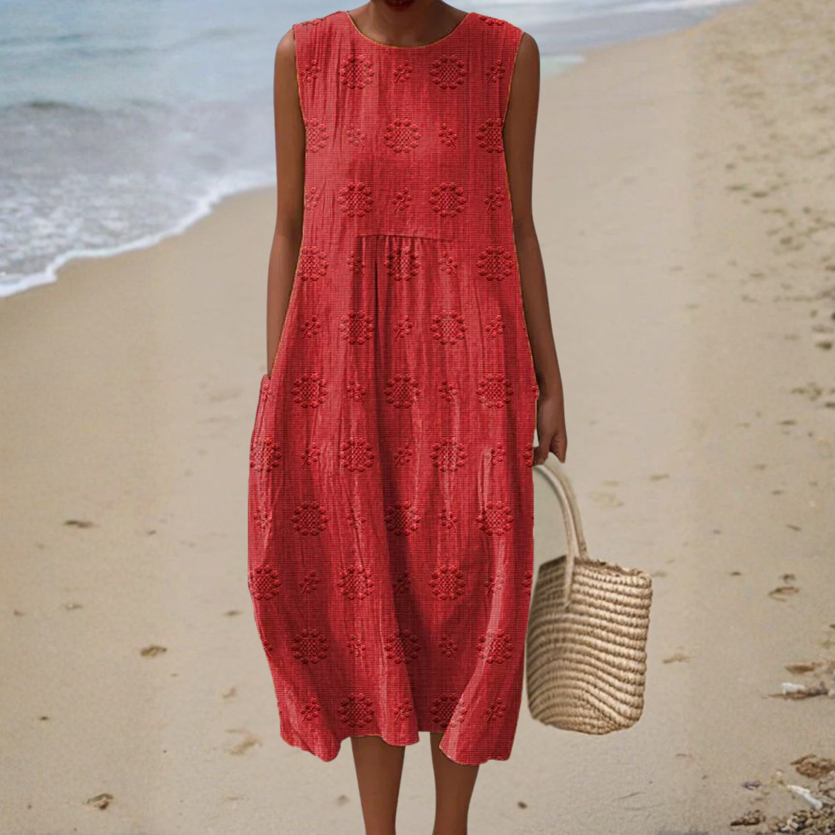 Wrapped Sleeveless dress with side pockets for women | Camillea