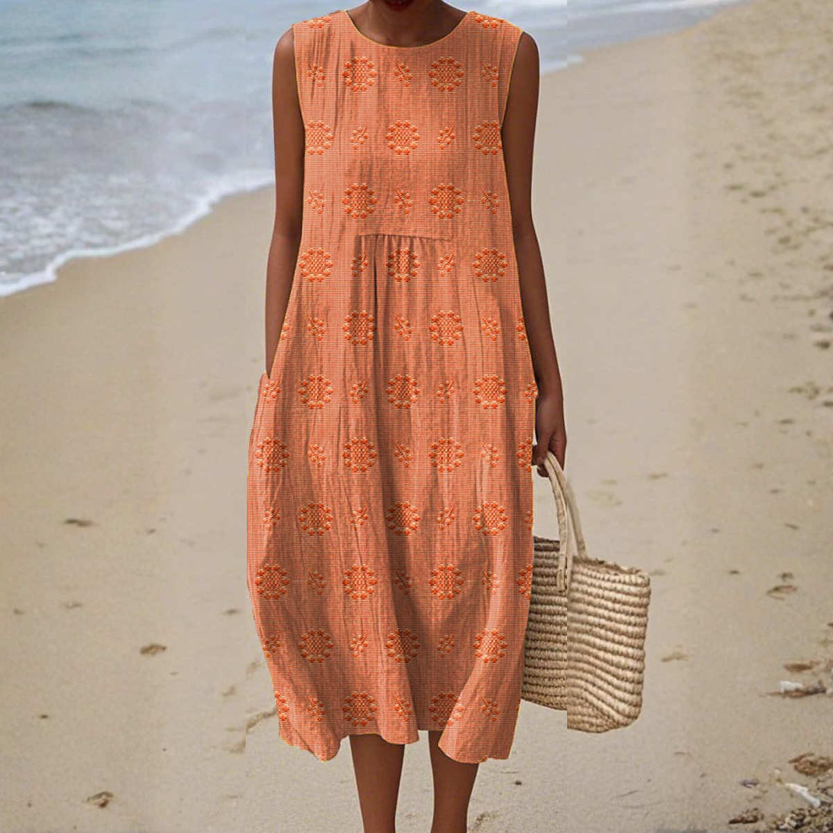 Wrapped Sleeveless dress with side pockets for women | Camillea