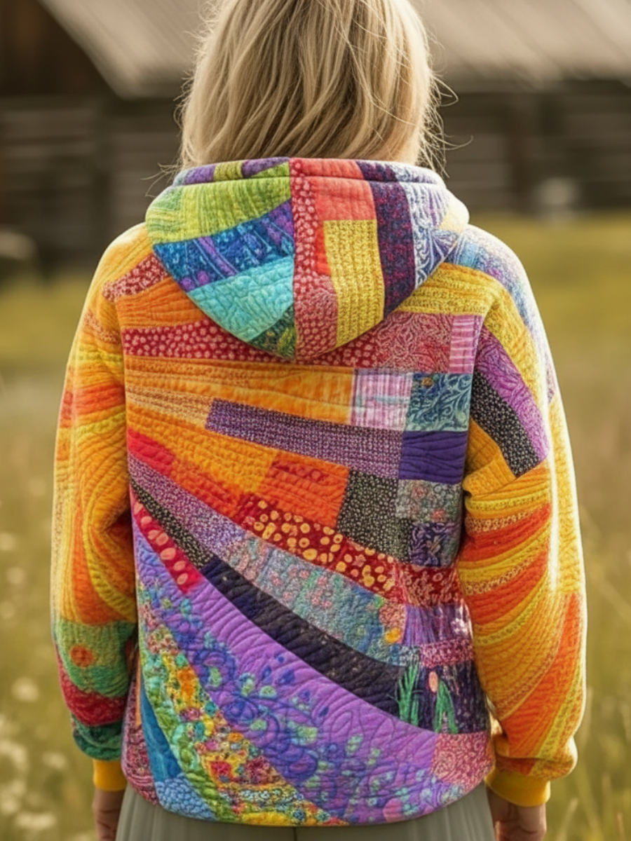 Woolly Comfortable hoodie with patchwork-inspired design for women | Klyra