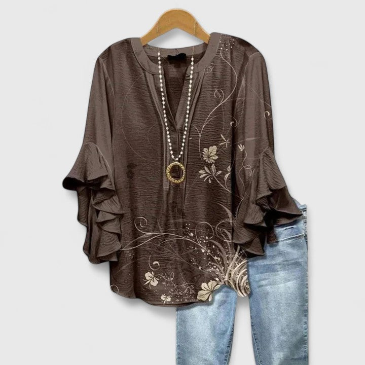 Feminine ruffle-sleeve statement blouse for women | Aurelia -4