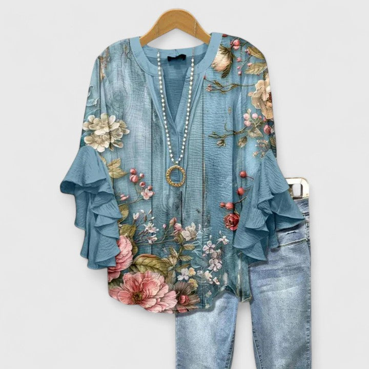 Feminine ruffle-sleeve statement blouse for women | Aurelia -6