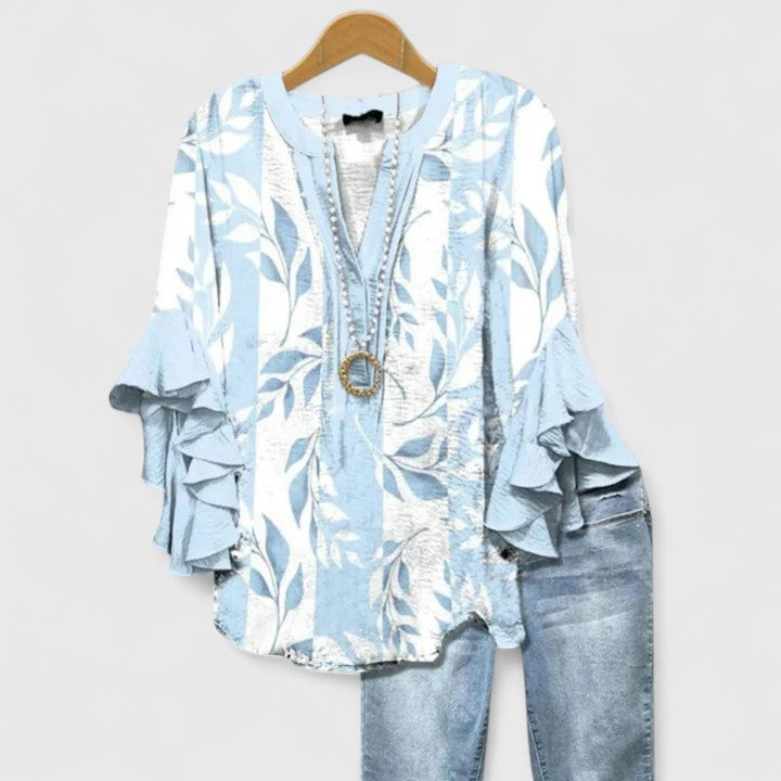 Feminine ruffle-sleeve statement blouse for women | Aurelia -7