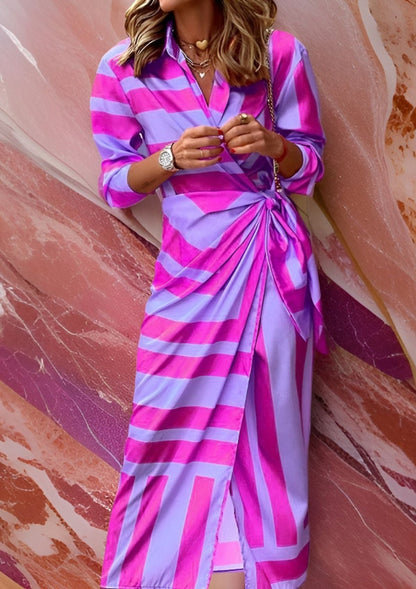 Ruffled Printed waist-cinching shirt dress for women | Olivia