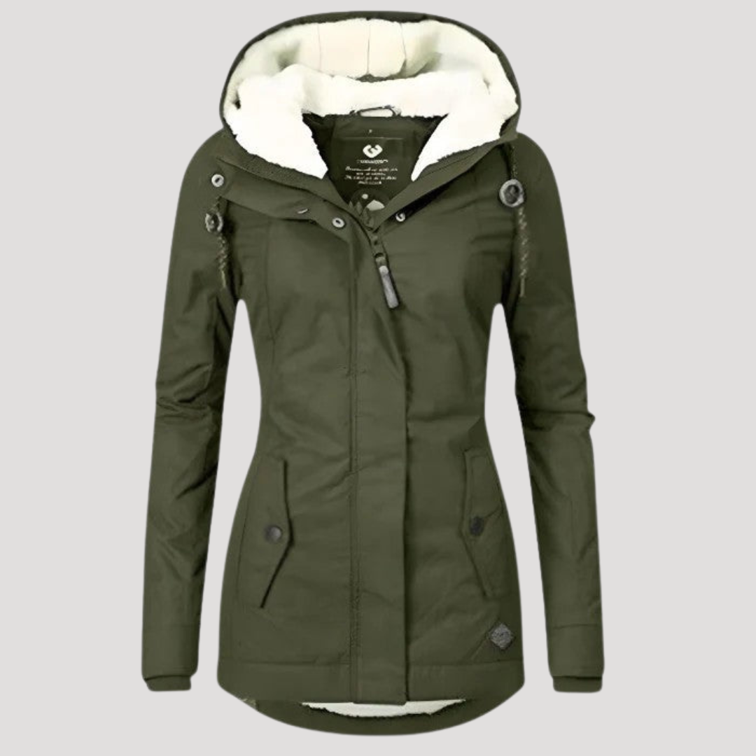 Waterproof long hooded winter jacket for women | Seravia -1