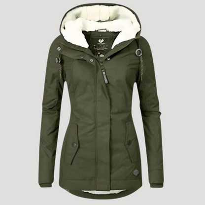 Waterproof long hooded winter jacket for women | Seravia -1