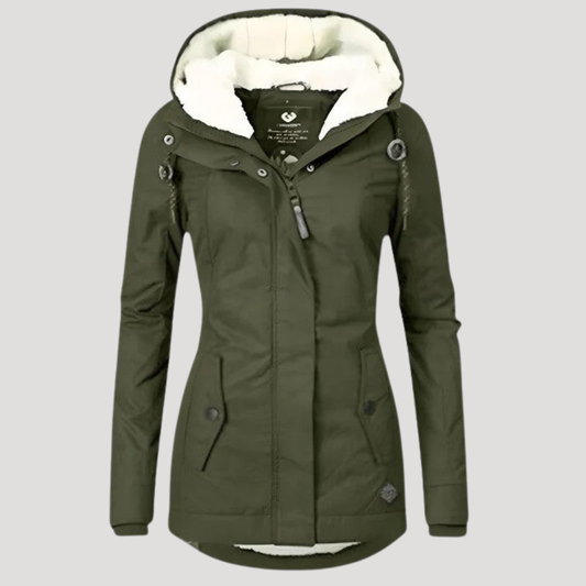 Waterproof long hooded winter jacket for women | Seravia -1