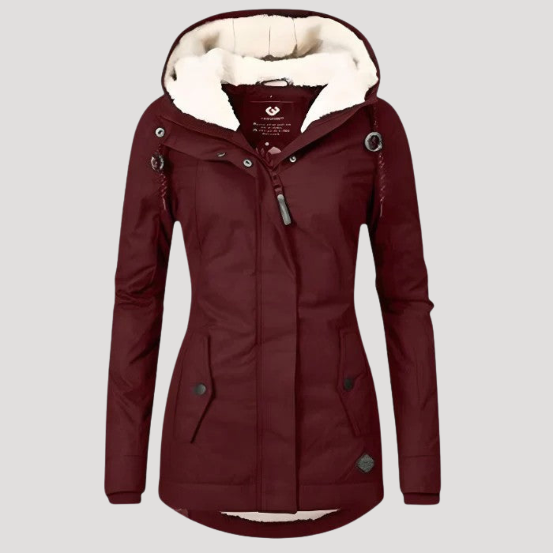 Waterproof long hooded winter jacket for women | Seravia -2