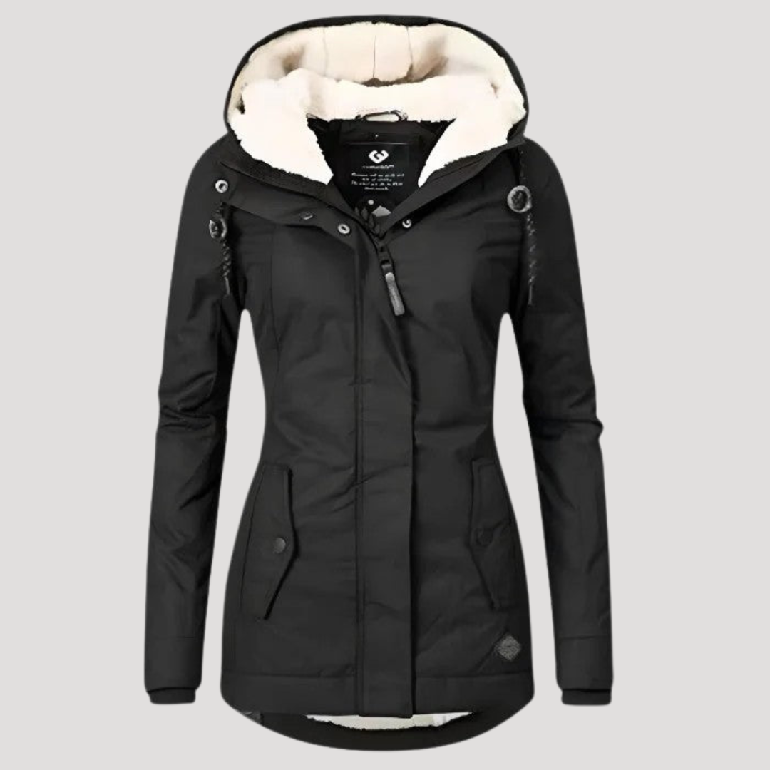 Waterproof long hooded winter jacket for women | Seravia -3