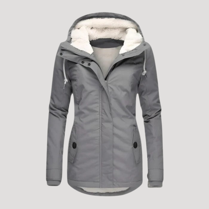 Waterproof long hooded winter jacket for women | Seravia -4