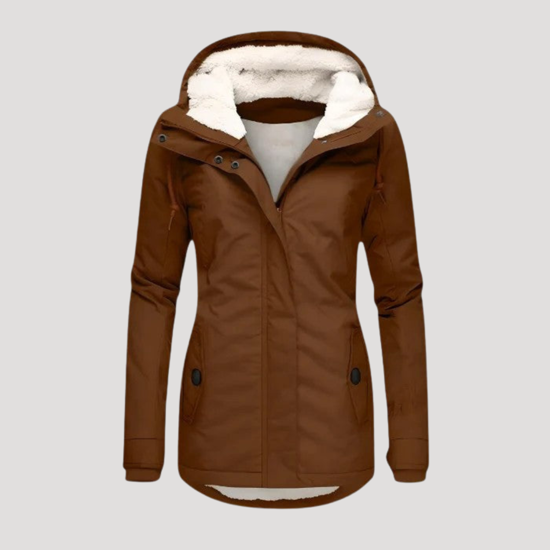 Waterproof long hooded winter jacket for women | Seravia -6
