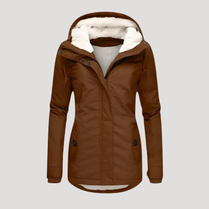 Waterproof long hooded winter jacket for women | Seravia -6