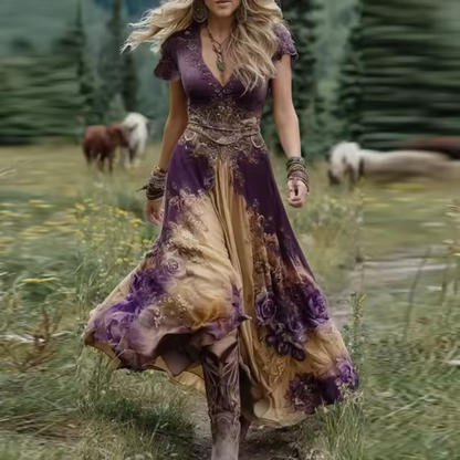 Vintage-inspired boho midi dress for women | Noraya -4