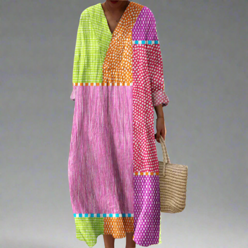 Relaxed printed everyday midi dress for women | Sienna -1