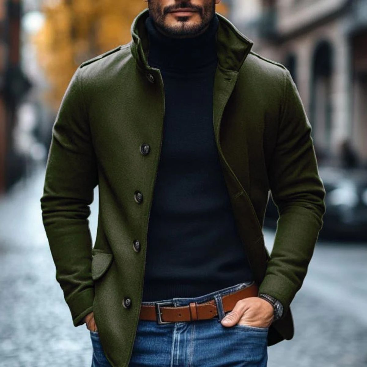 Tailored classic wool overcoat for men | Romeo -1