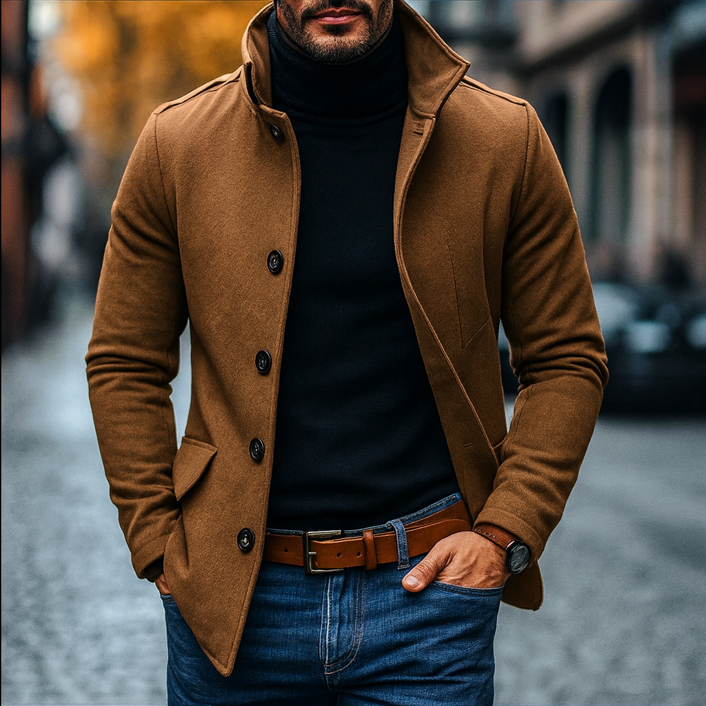 Tailored classic wool overcoat for men | Romeo -2