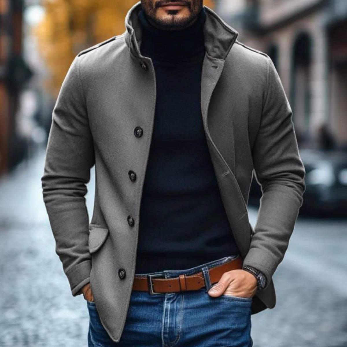Tailored classic wool overcoat for men | Romeo -3