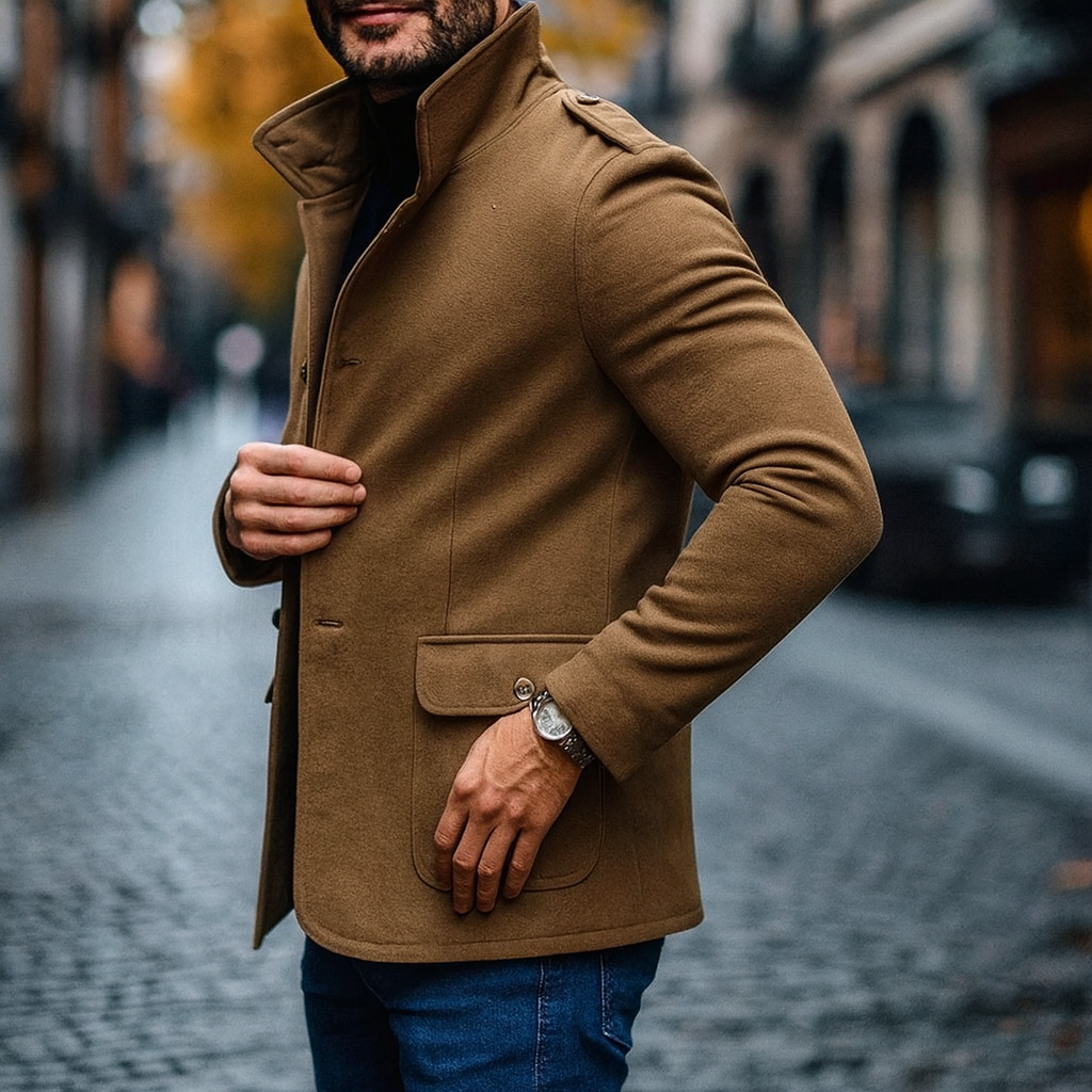 Tailored classic wool overcoat for men | Romeo -5