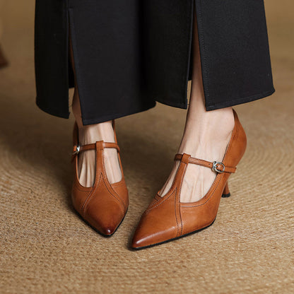 Elegant genuine leather heels for women | Lorena -3