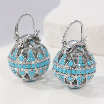 Heritage Globe drop earrings with filigree-inspired detail for women | Elowyn