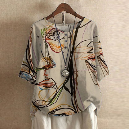 Retro-inspired relaxed blouse for women | Anya -11