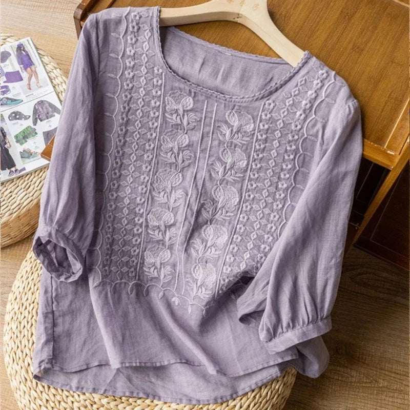 Relaxed everyday linen blouse for women | Maeve -6
