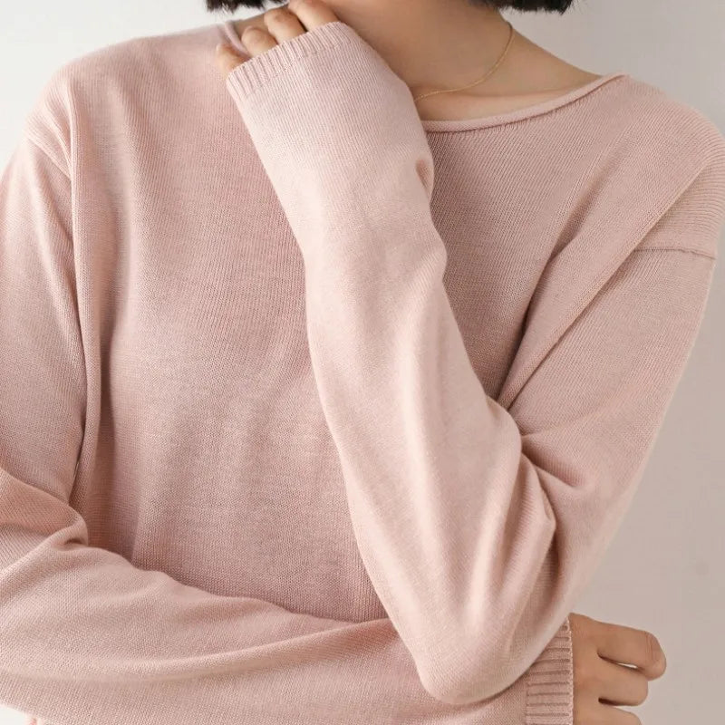 Soft relaxed mist knit top for women | Elara -1