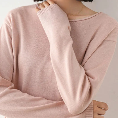 Soft relaxed mist knit top for women | Elara -1