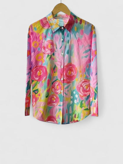 Elegant loose-fit V-neck blouse for women | Anica -3