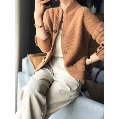 Relaxed cosy half-neck knit cardigan for women | Grace -3