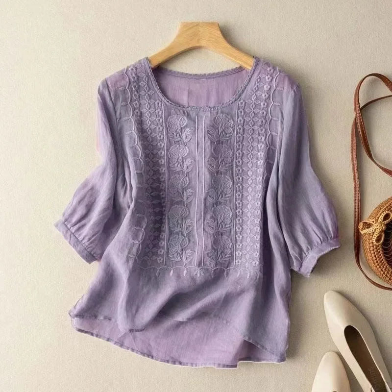 Relaxed everyday linen blouse for women | Maeve -5
