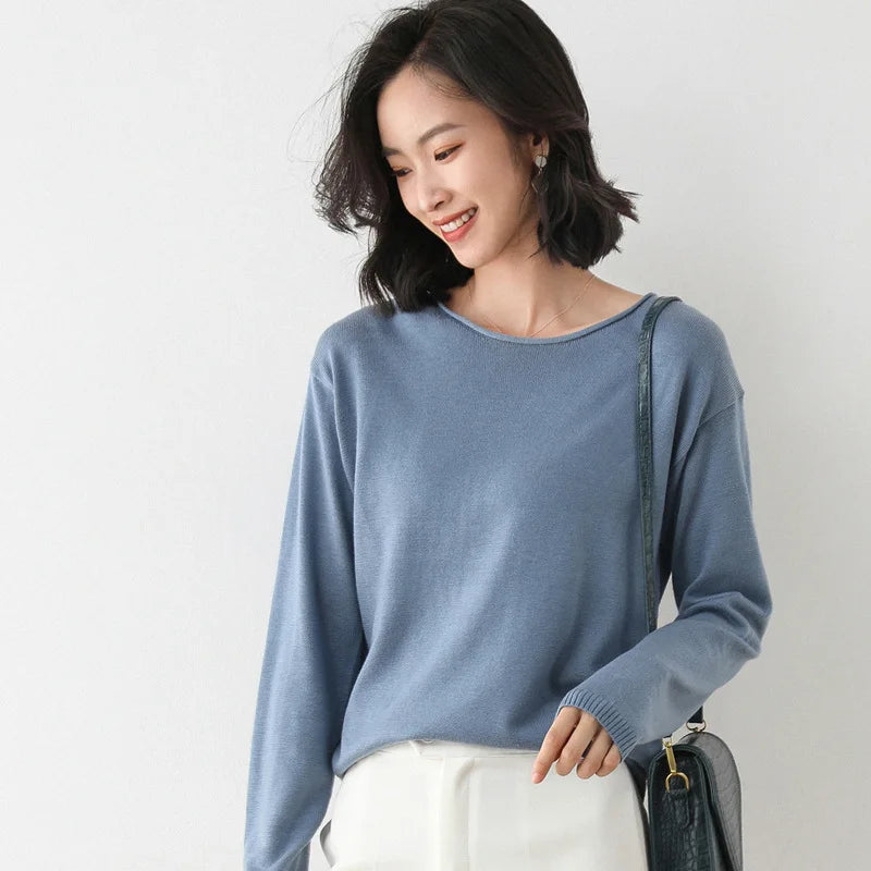 Soft relaxed mist knit top for women | Elara -8