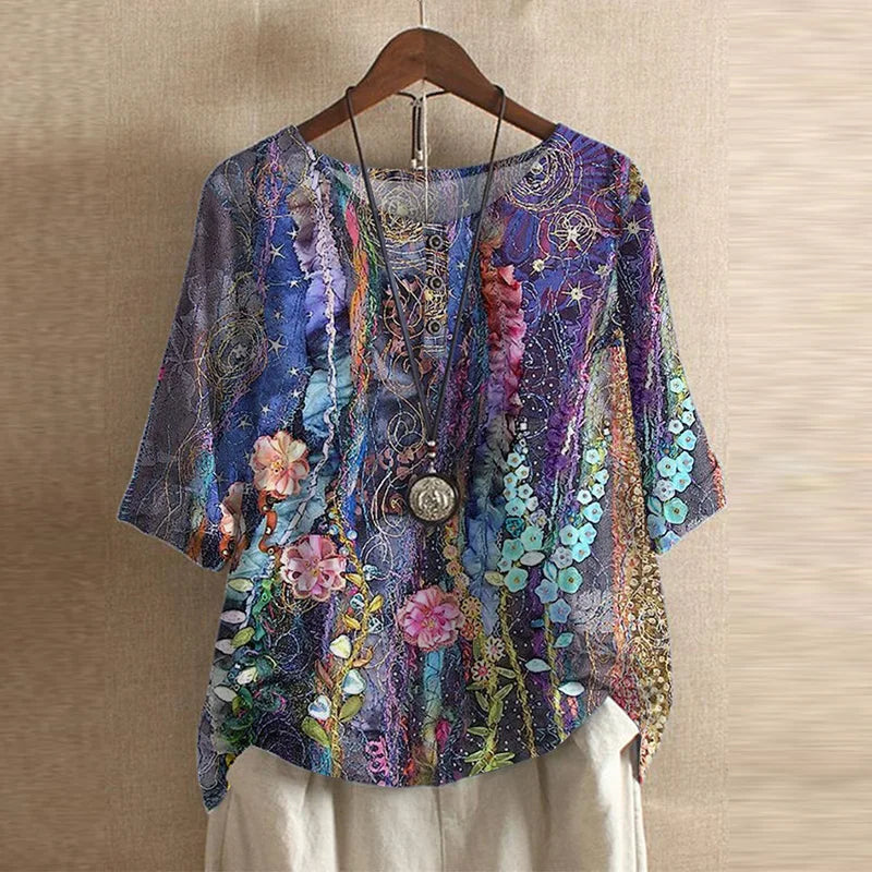 Retro-inspired relaxed blouse for women | Anya -9